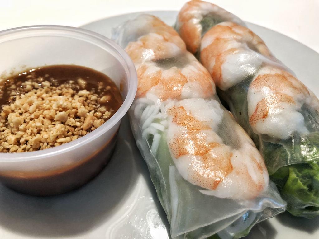 Summer Roll (2) · Rice noodles, vegetables, shrimp, or shrimp and pork rolled in rice paper served with a side of peanut sauce
