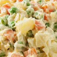 Mayonnaise Salad · Potato, carrots, egg, green peas, tomato 
and corn, mixed with mayonnaise.