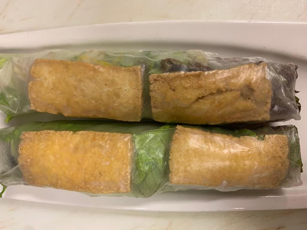 35. Two Pieces Vegetarian Salad Rolls  · Tofu, vermicelli noodles, lettuce, mint leaves, and bean sprouts wrapped in rice paper. Served with peanut sauce.