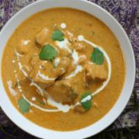 Korma · Creany mild sauce made from a mixture of spices, almonds, nutmeg and cashews. Served with ri...