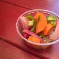 Pickled Jalapenos and Carrots · Pickled in house