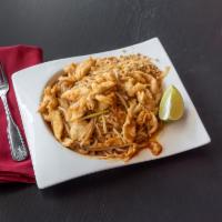 Pad Thai  · Traditional dish of stir-fried rice noodle in slightly sweet tamarind and fish sauce with be...