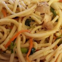 Chicken Chow Mein · Boiled noodles cooked with marinated chicken, tossed with fresh vegetables and seasoned with...