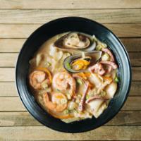 R8. Nagasaki Seafood Ramen · Pork broth with shrimp, mussel, calamari, curly noodle, cabbage, carrot, bean sprout, sliced...