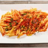 Penne Arrabbiata · Spicy tomato sauce, garlic, and dried red chili pepper.