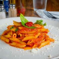 Penne Arrabbiata · Spicy tomato sauce, garlic and dried red chili pepper.
