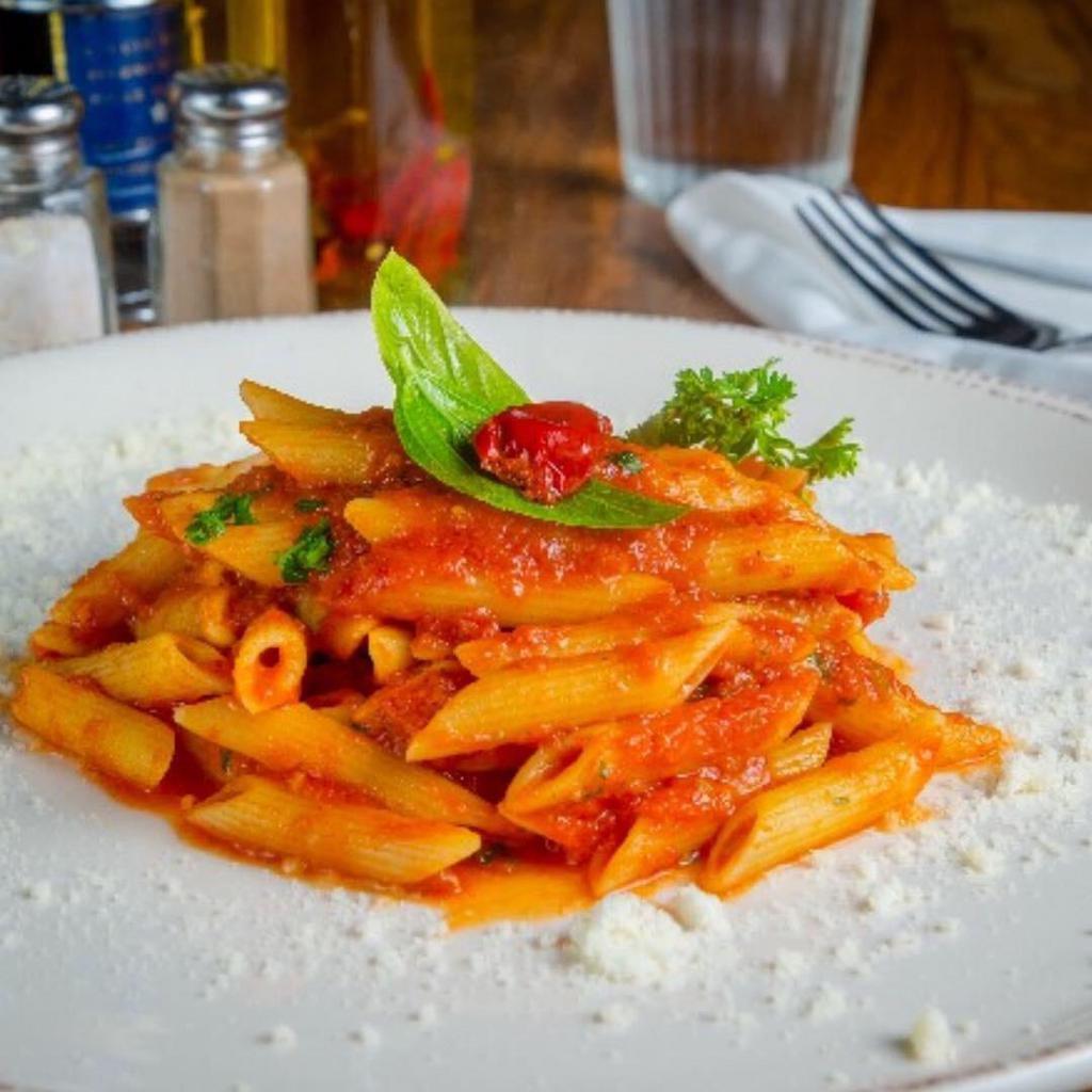 Penne Arrabbiata · Spicy tomato sauce, garlic and dried red chili pepper.
