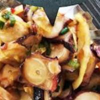 Tako Salad Poke · Diced octopus sashimi ceviche mixed with cilantro, cucumbers, spicy Sam Bahl, lemon and lime...
