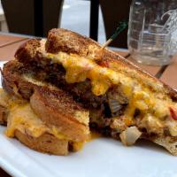 Patty Melt  · RCB house grind half pound beef patty with grilled onions, swiss cheese, and 1000 island on ...