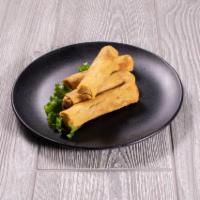 Egg Rolls · 4 counts. Crispy dough filled with minced vegetables. Contains pork.