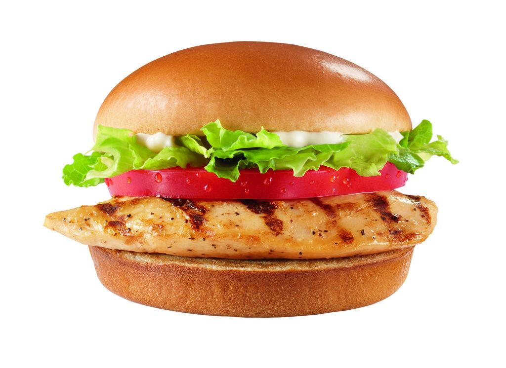  Grilled Chicken Sandwich · A grilled seasoned chicken fillet topped with crisp chopped lettuce, thick-cut tomato and mayo served on a warm toasted bun.