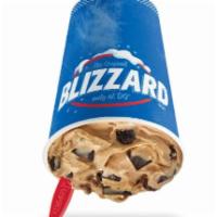 Choco Brownie Xtreme Blizzard Treat · Chewy brownie pieces, choco chunks and cocoa fudge blended with creamy vanilla soft serve.