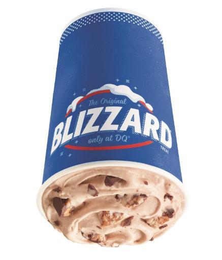 Snickers Blizzard Treat · Snickers® pieces and chocolatey topping blended with cream DQ® vanilla soft serve blended to Blizzard® perfection.