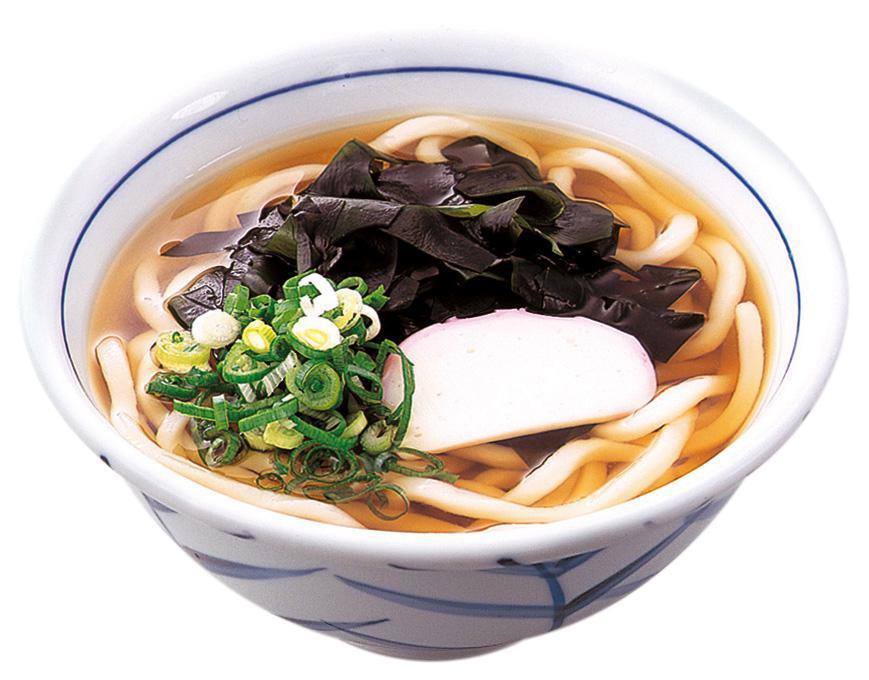 Wakame Seaweed Hot Udon · Thick wheat flour noodles.