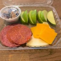 Charcuterie Tray · Italian deli meats, cheeses and trail mix with fruit.
