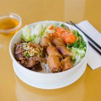 33. BUN THIT NUONG, CHA GIO · Vermicelli with Grilled Pork, Egg Rolls.