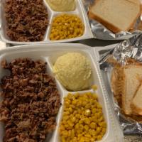 Chop Beef Plate · 1/2 lb. of Meat with 2 sides and bread