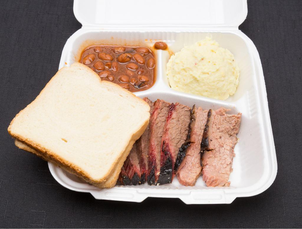 Slice Beef Plate · 1/2 lb. of Meat with 2 sides and bread