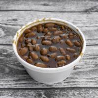 Smoked Beans · Ranch style beans with chop beef brisket smoked on the barbecue pit 