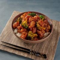 General Tso's Chicken · Tender chunks of marinated boneless chicken sauteed in chef's red hot sauce. Served with bro...
