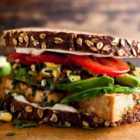 Veggie  Sandwich · Veggie pattie grilled and topped with tomato, spring greens and chipotle mayo served on loca...