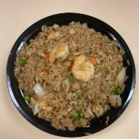 Shrimp Fried Rice虾炒饭 · Stir-fried rice with shrimp.