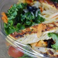 Chicken House Salad · Romaine, grilled chicken, cucumber, tomato, onions, carrots and bell peppers. Served with vi...