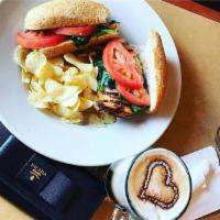 Chicken n' Spinach Sandwich · Grilled chicken breast with melted Muenster cheese, spinach and secret lemon and olive oil v...