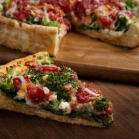 Spinoccoli Deep Dish Pizza · Spinach, fresh broccoli, a blend of cheeses, a little garlic, and chunky tomato.