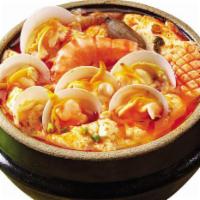 Haemul Soon Tofu 해물 순두부 海鲜嫩豆腐锅 · This stew is prepared by boiling squid, clam, shrimp, and other seafood with soft bean curd ...