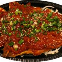 Hwangtae Gui 황태 구이 烤干明太鱼 · Winter air-dried pollack (hwangtae) filleted, deboned, and brushed with a gochujang and gril...