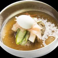 Mul Naeng Myeon 물 냉면 冷面 · Arrowroot noodles in cold beef broth. 冷面