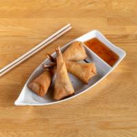 Shrimp Rolls  · Four pieces. Fried crispy, served with curry curry sweet chili sauce.