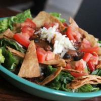 Taco Salad Combo · Seasonal greens, chili, tomato, cheddar, chipotle dressing and tortilla chips. Includes a dr...