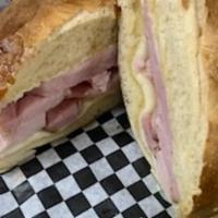 Ham and provolone  · Ham, provolone, and butter.
(Ham melt) 