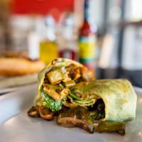 Roasted Veggie Wrap · Roasted Red Onions, Green Peppers, Eggplant, Mushrooms, Zucchini, Spinach & Balsamic Glaze i...