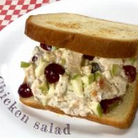 Chicken Salad Sandwich · NOTHING CAN BE TAKEN OFF THIS SANDWICH 
Diced chicken, honey roasted almonds, mayo, ranch, c...