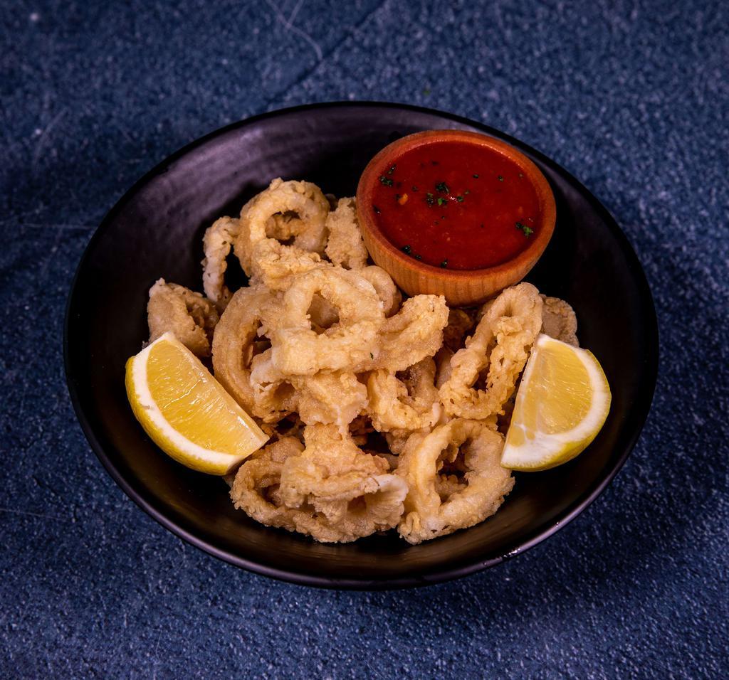 Calamari · Fried squid and marinara sauce.