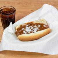 Chili Dog · Sausage served on a bun and topped with chili. 