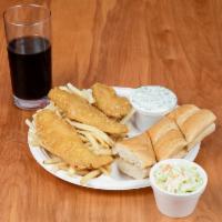 Cod Fish Dinner · Served with fries, tartar sauce, coleslaw and garlic bread.