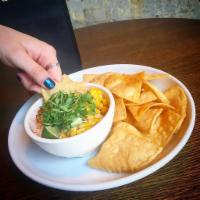 Elote Plate · Roasted corn, crema, queso fresco, cholula and tortilla chips.