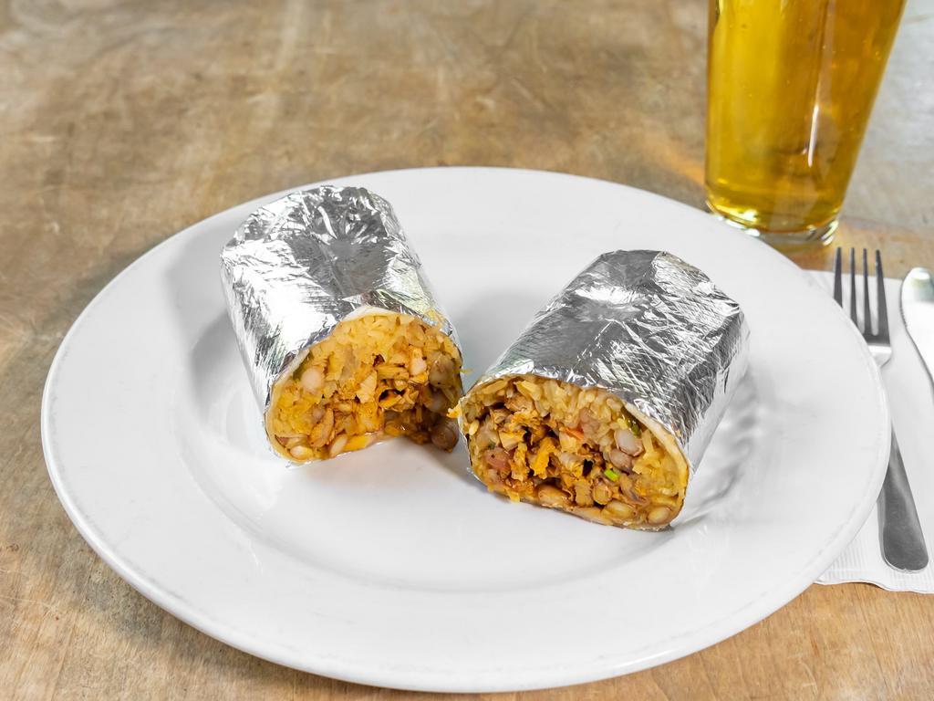Original Burrito · Flour tortilla filled with rice, beans, pico de gallo and your choice of meat.