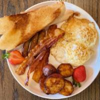 530 Main Street Breakfast  · 3 eggs any style, sausage, bacon, home fries, toast.