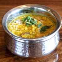 DAAL TADKA · Lentils cooked in onions, tomato sauce and Indian spices. Vegan. Gluten free.