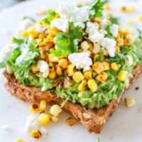 Avocado Toast Lunch · Sprouted wheat bread, avocado, lemon, chili flakes, and bagel seasoning. Add street corn sty...
