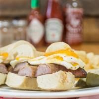 Sausage Egg ＆ Cheese · Fried egg, pork sausage links with cheddar cheese