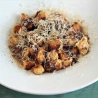 Gnocchi Macailleo · Sage brown butter pan seared gnocchi and red wine braised shorts ribs