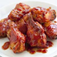 BBQ Wings · BBQ sauce glazed served with ranch or bleu cheese.