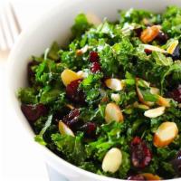 Kale & Arugula Salad · Kale, Organic Arugula, Parsley, Carrots, Red Onions, Dried Cranberry, Roasted Almond.