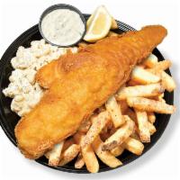 Haddock Fish Fry Dinner · Bass Pale Ale Battered Haddock served with *Jersey Fries, and your choice  of sweet potatoes...